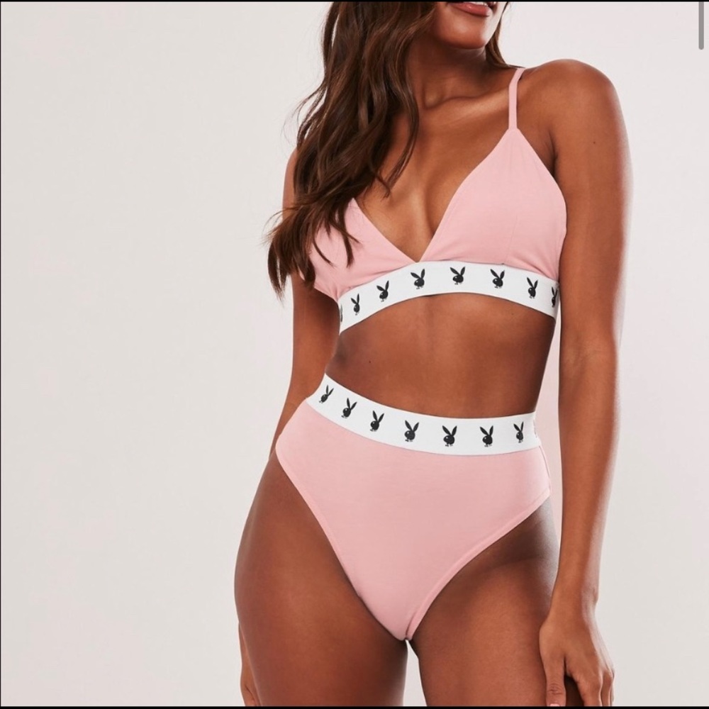 Pink Playboy Bra and Panty Set